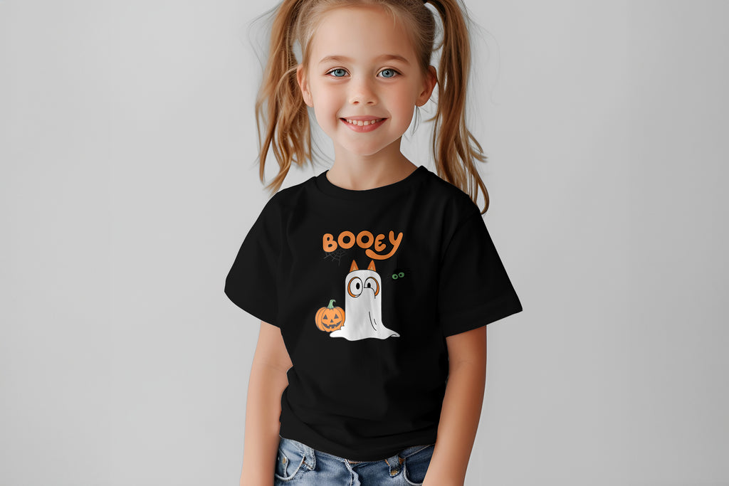 Booey Ghost Kids T-Shirt | Black Halloween Tee