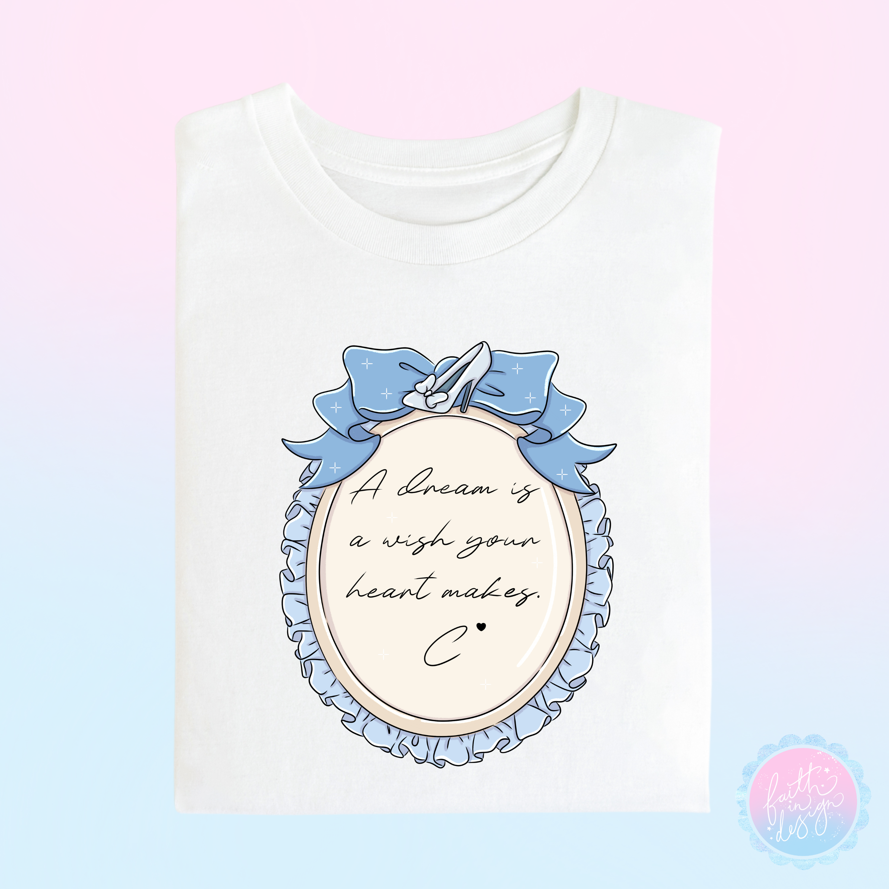 The Glass Slipper Slipper Princess Bow Frame Quote T-Shirt