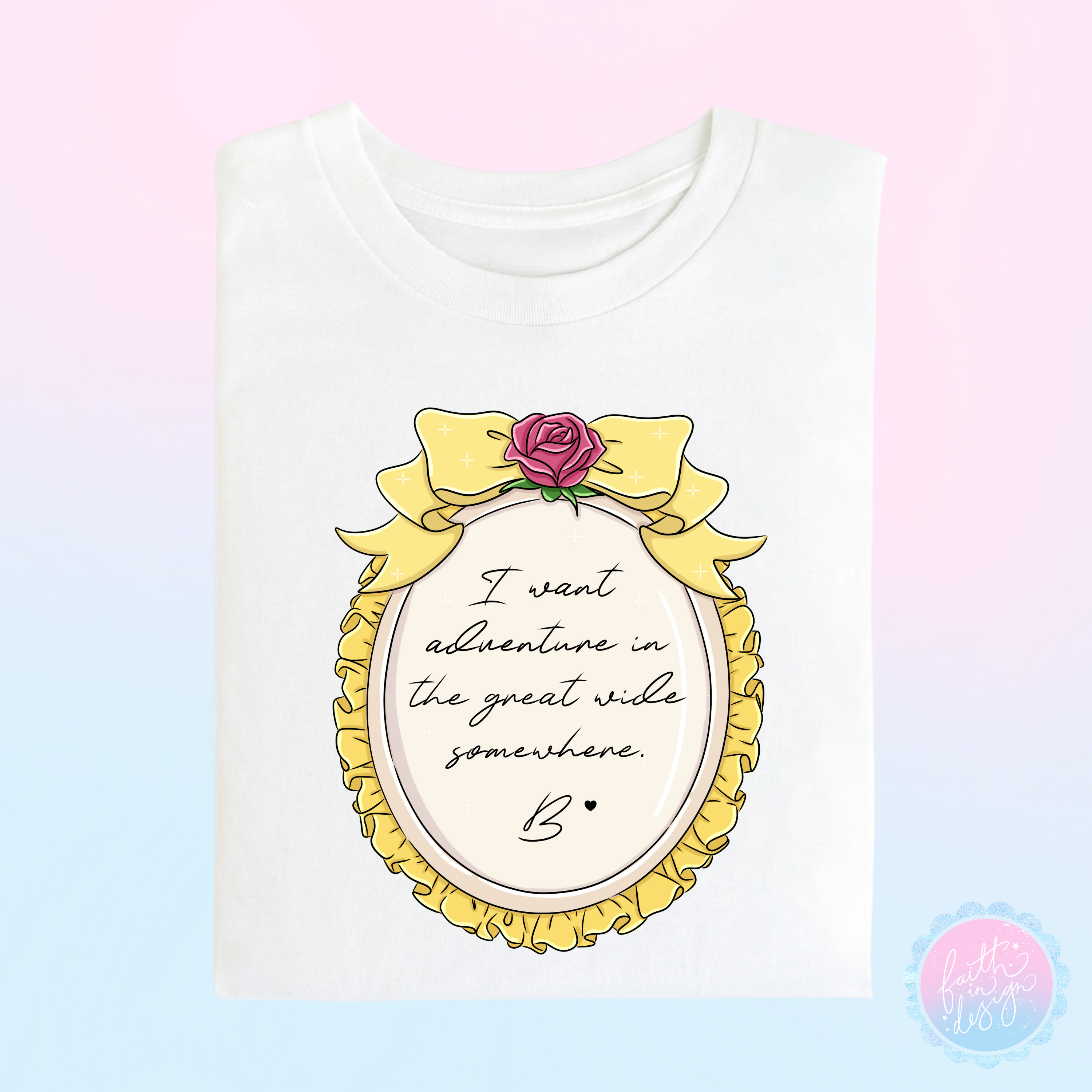 The Beauty Princess Rose Bow Frame Quote T-Shirt