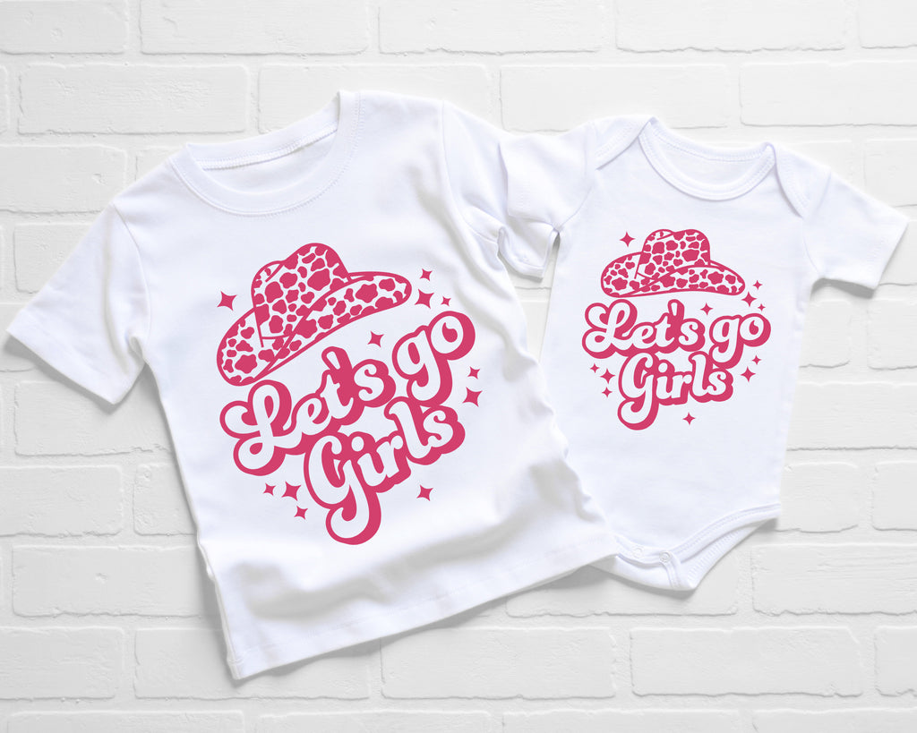 Let's Go Girls Pink Cowgirl Hat Cowgirl T-Shirt | Hen Do Outfit