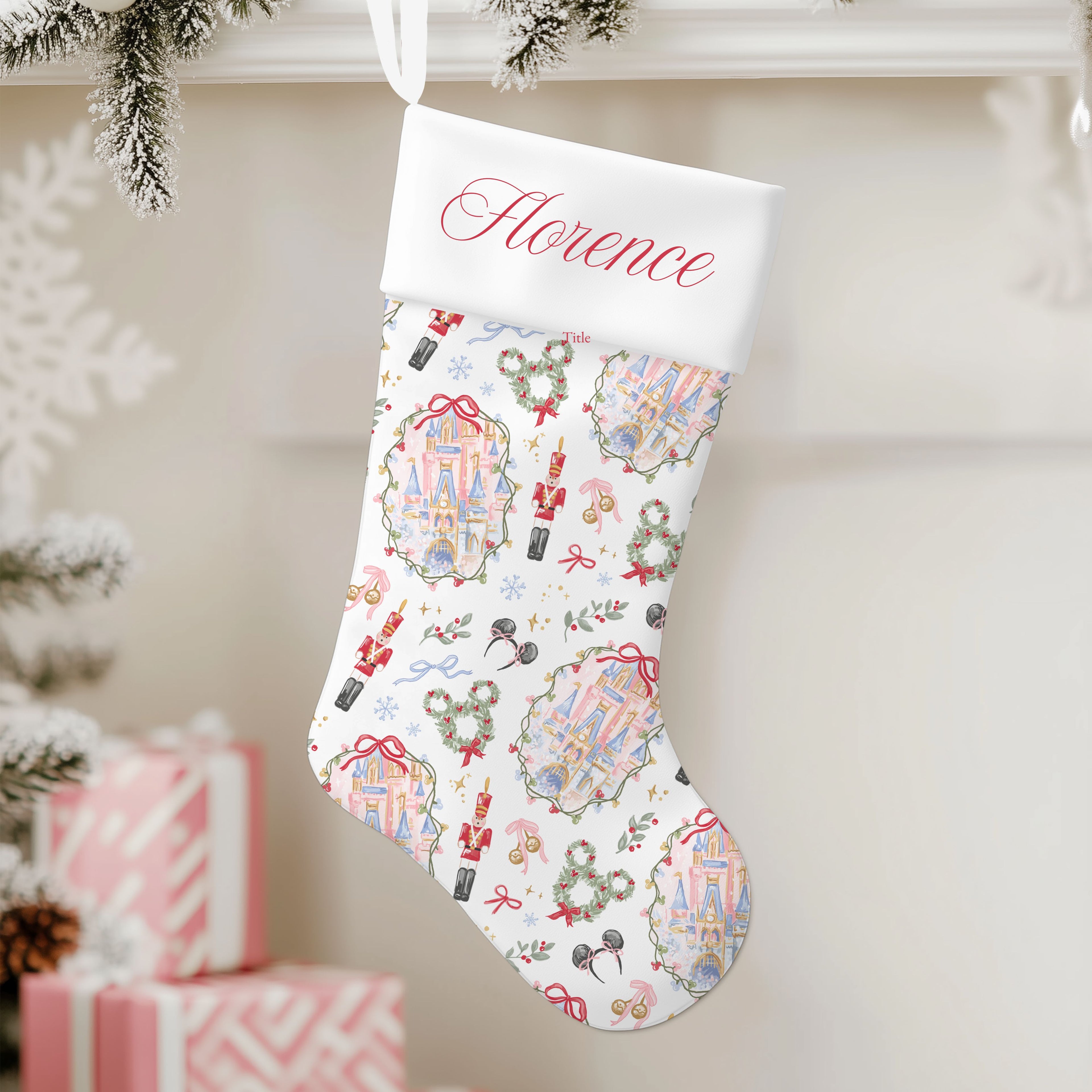 Castle at Christmas Stocking | Personalised Name