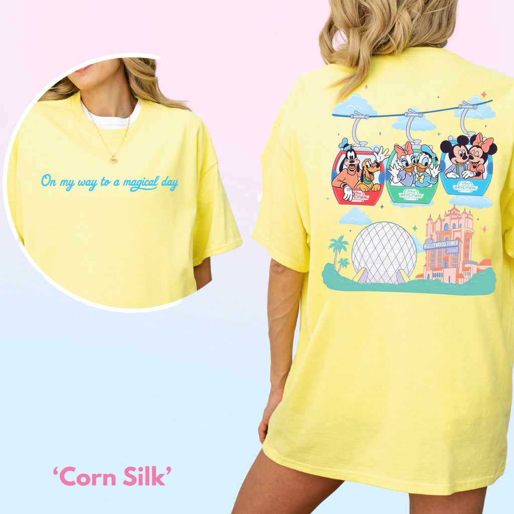 T&T Exclusive Unisex 'On My Way To A Magical Day' Skyliner Double Sided T-Shirt