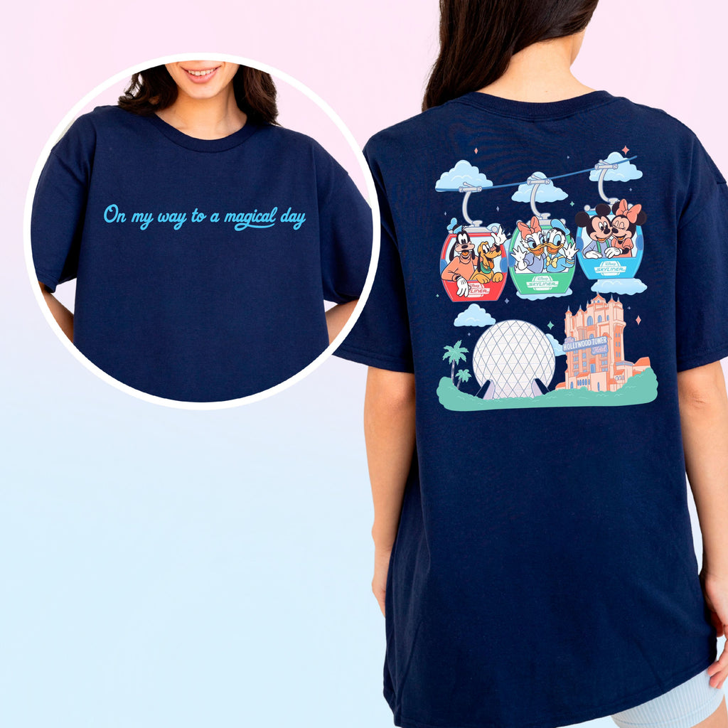 T&T Exclusive Unisex 'On My Way To A Magical Day' Skyliner Double Sided T-Shirt