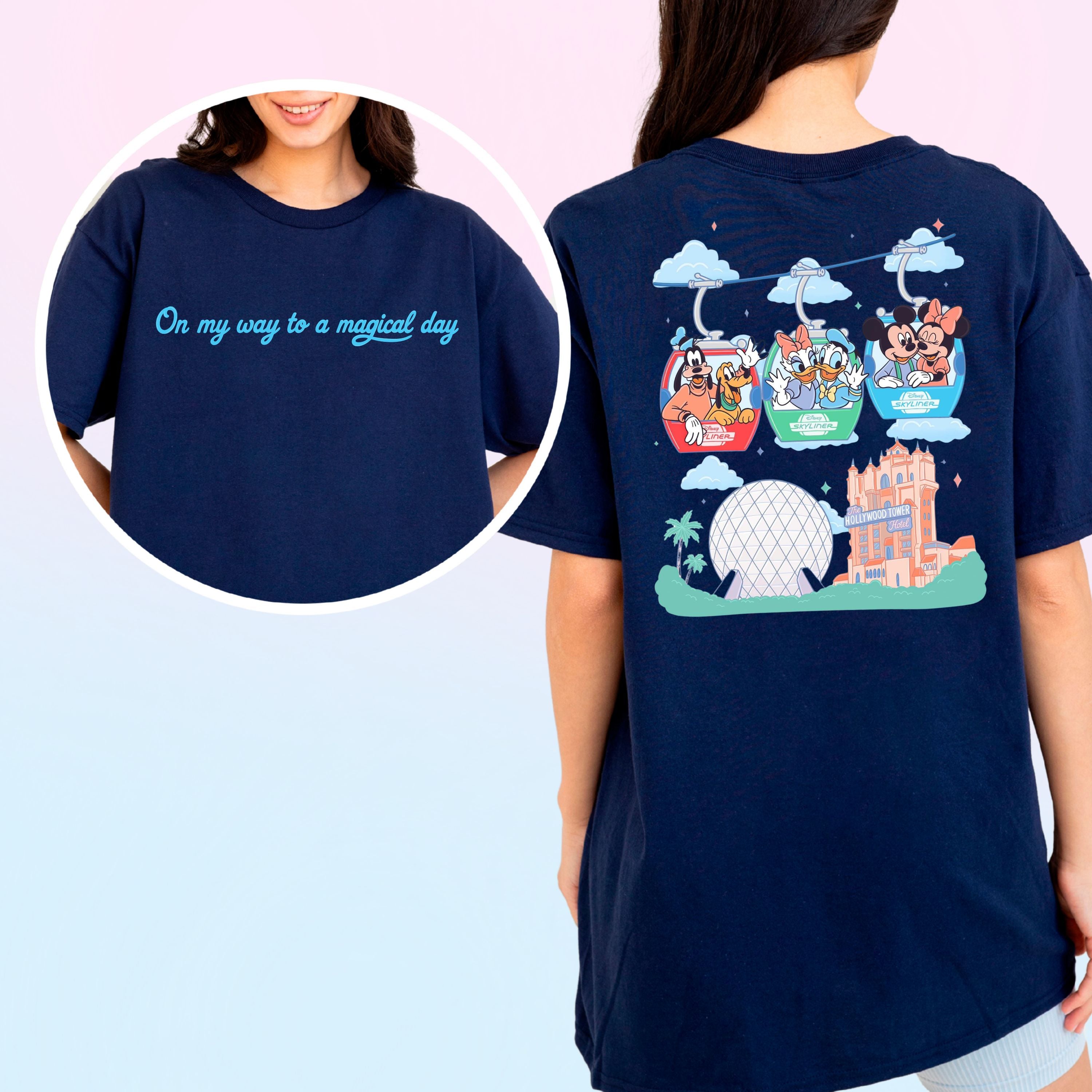 T&T Exclusive Unisex 'On My Way To A Magical Day' Skyliner Double Sided T-Shirt