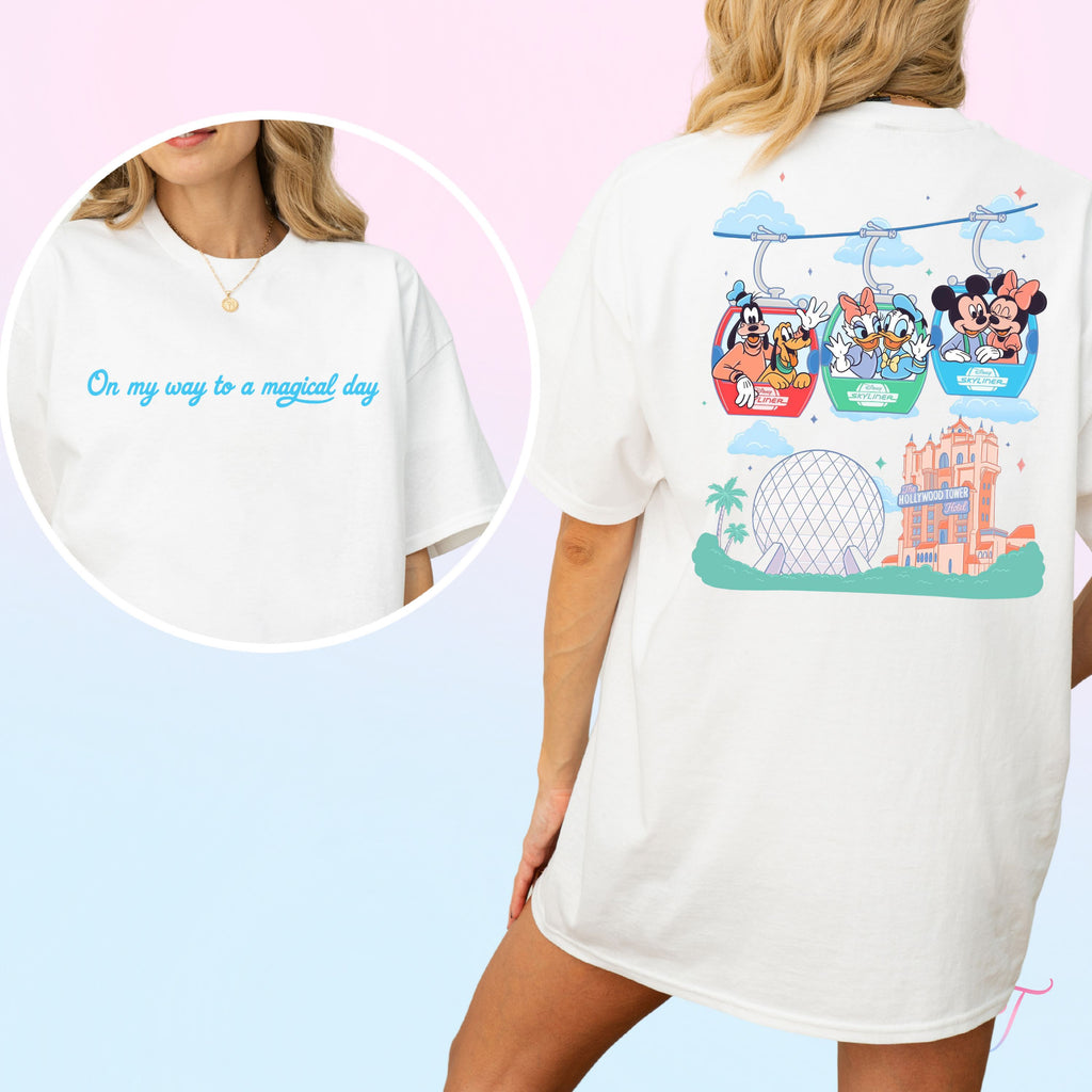 T&T Exclusive Unisex 'On My Way To A Magical Day' Skyliner Double Sided T-Shirt