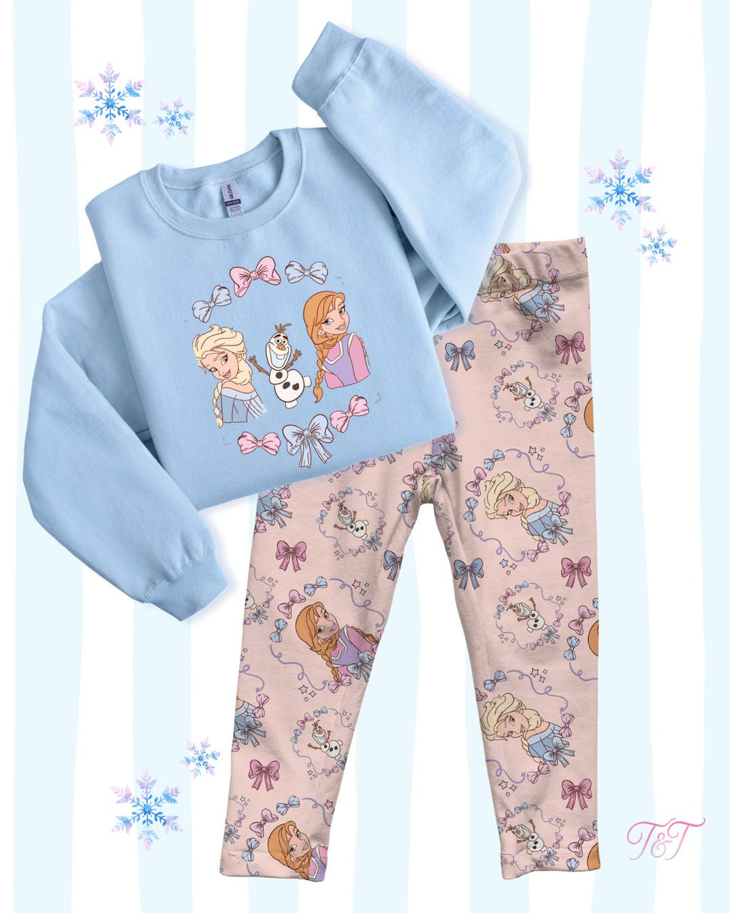 Winter Sisters Bow Print Kids Leggings