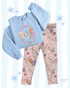 Winter Sisters Bow Print Kids Leggings