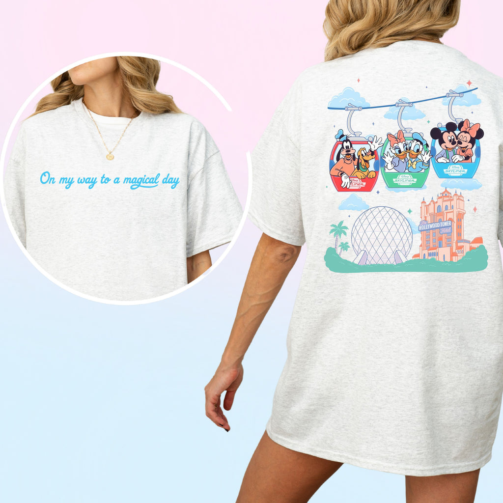 T&T Exclusive Unisex 'On My Way To A Magical Day' Skyliner Double Sided T-Shirt