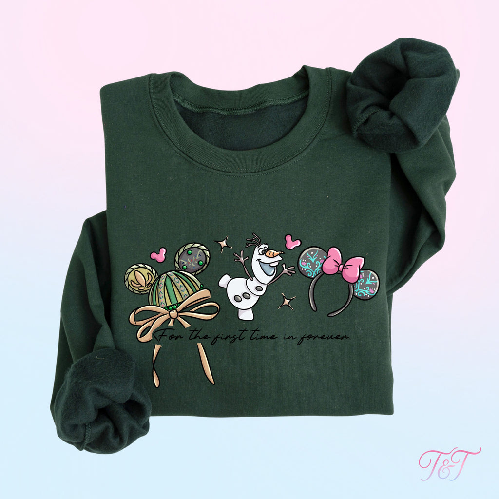 Winter Princess 'For The First Time In Forever' Quote Design Jumper