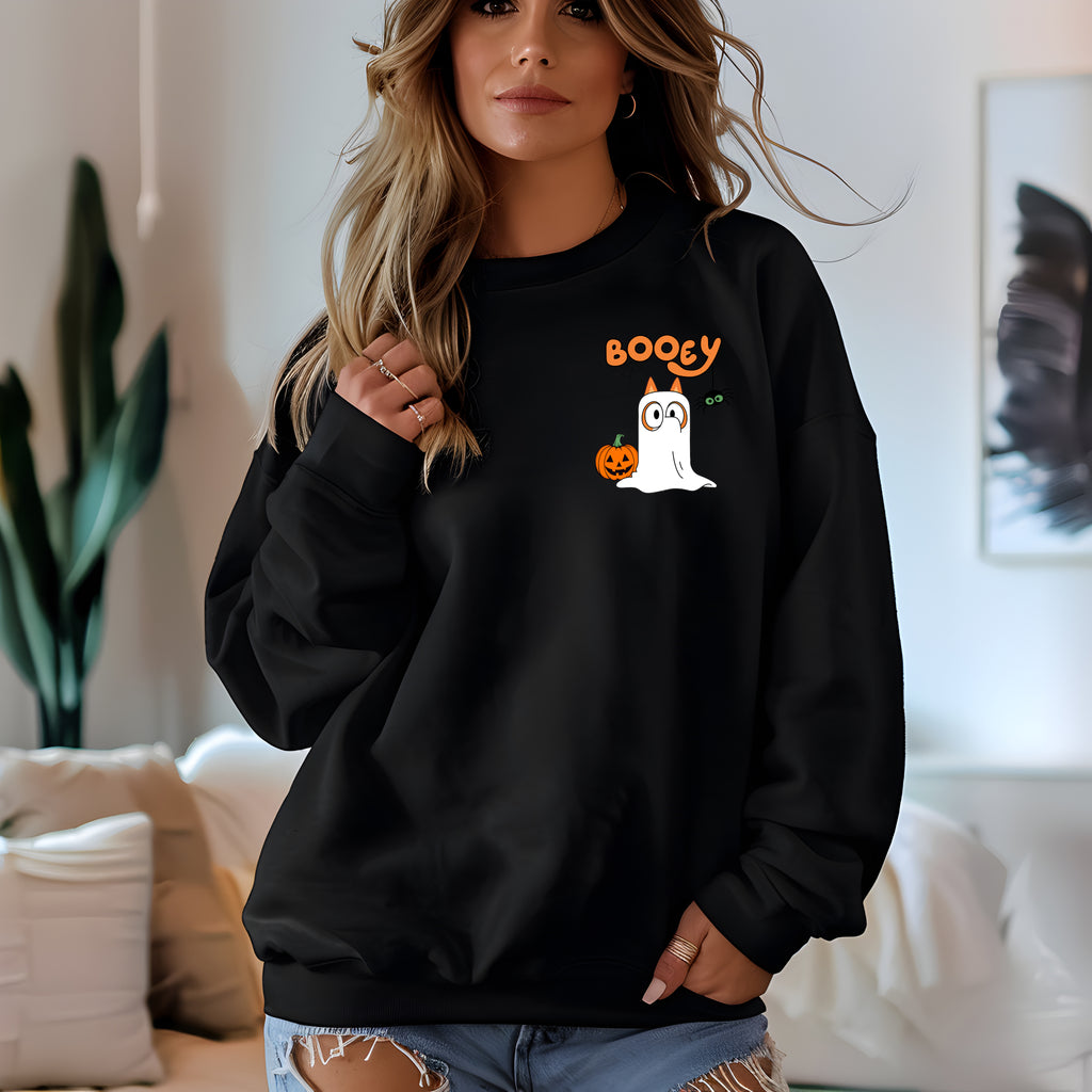 Booey Ghost Sweatshirt | Adult Black Chest Print