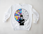 Wednesday Goth Stained Glass Sweatshirt | Spooky Park Day Top