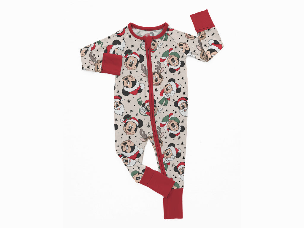 Merry Mouse Baby Sleepsuit | Christmas Print Sleepsuit