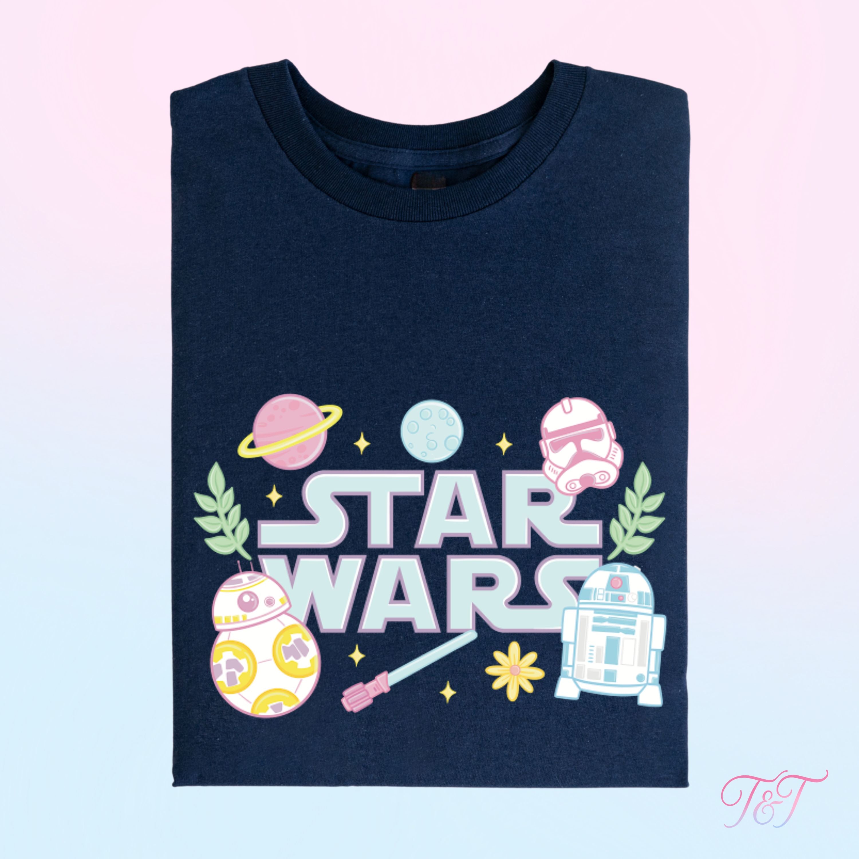 Pastel Space Saga Inspired Graphic T-Shirt | Cute Galaxy Tee
