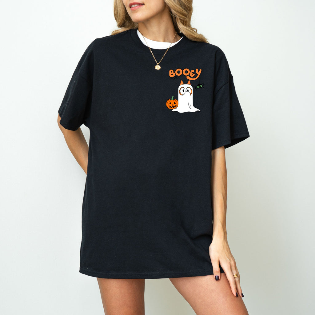 Booey Ghost T-Shirt | Adult Black Chest Print