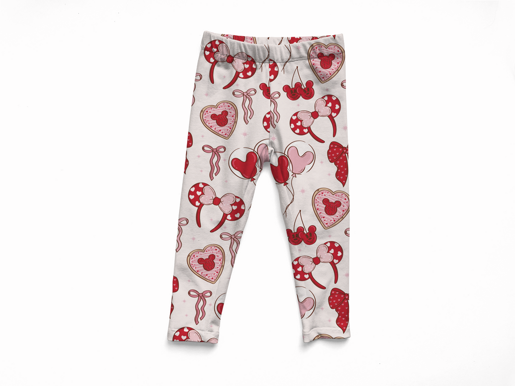 Kids Valentine Mouse Print Leggings | Park Day Outfit
