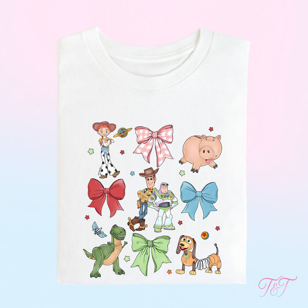 Coquette Toy Friends T-Shirt | Bows & Playful Icons