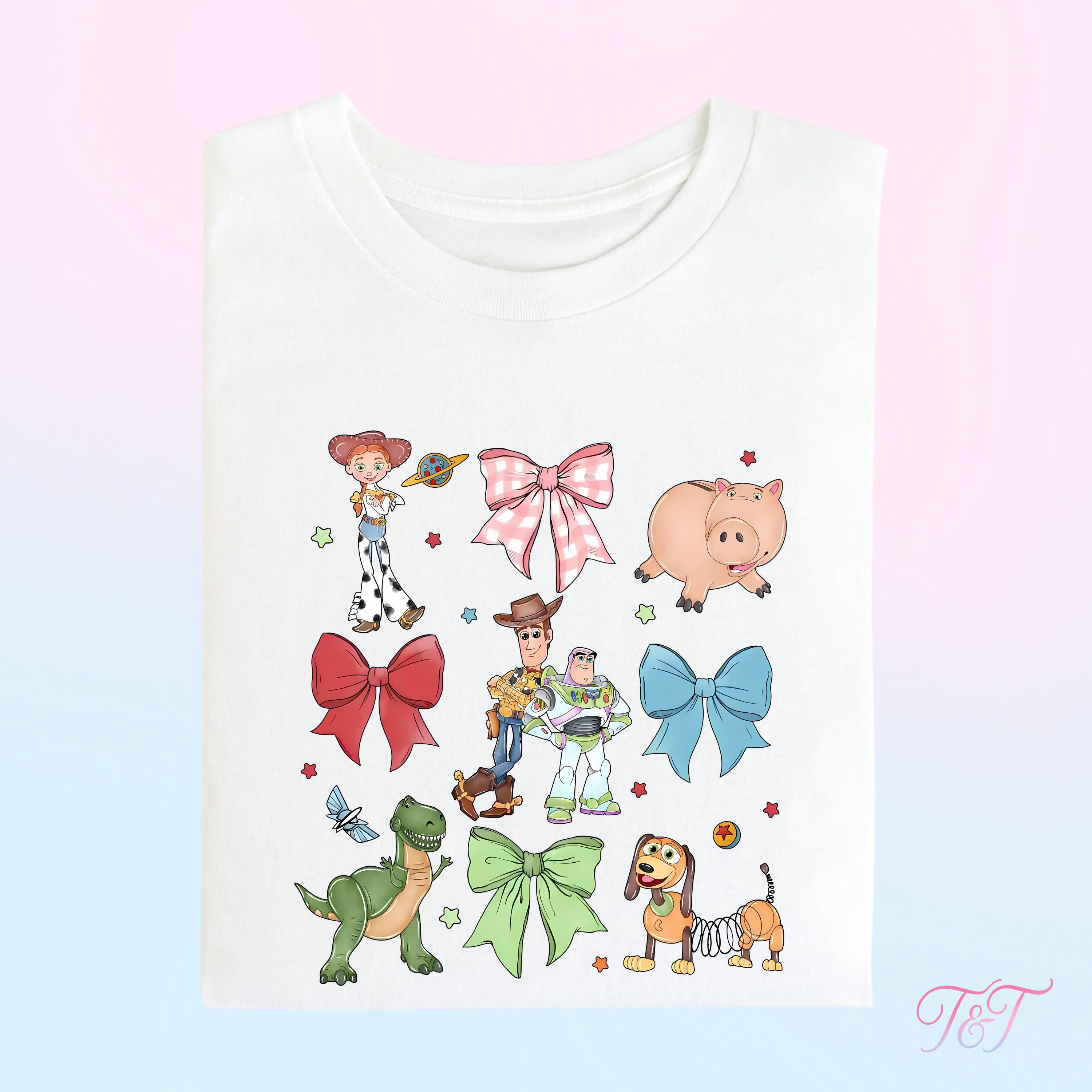 Coquette Toy Friends T-Shirt | Bows & Playful Icons