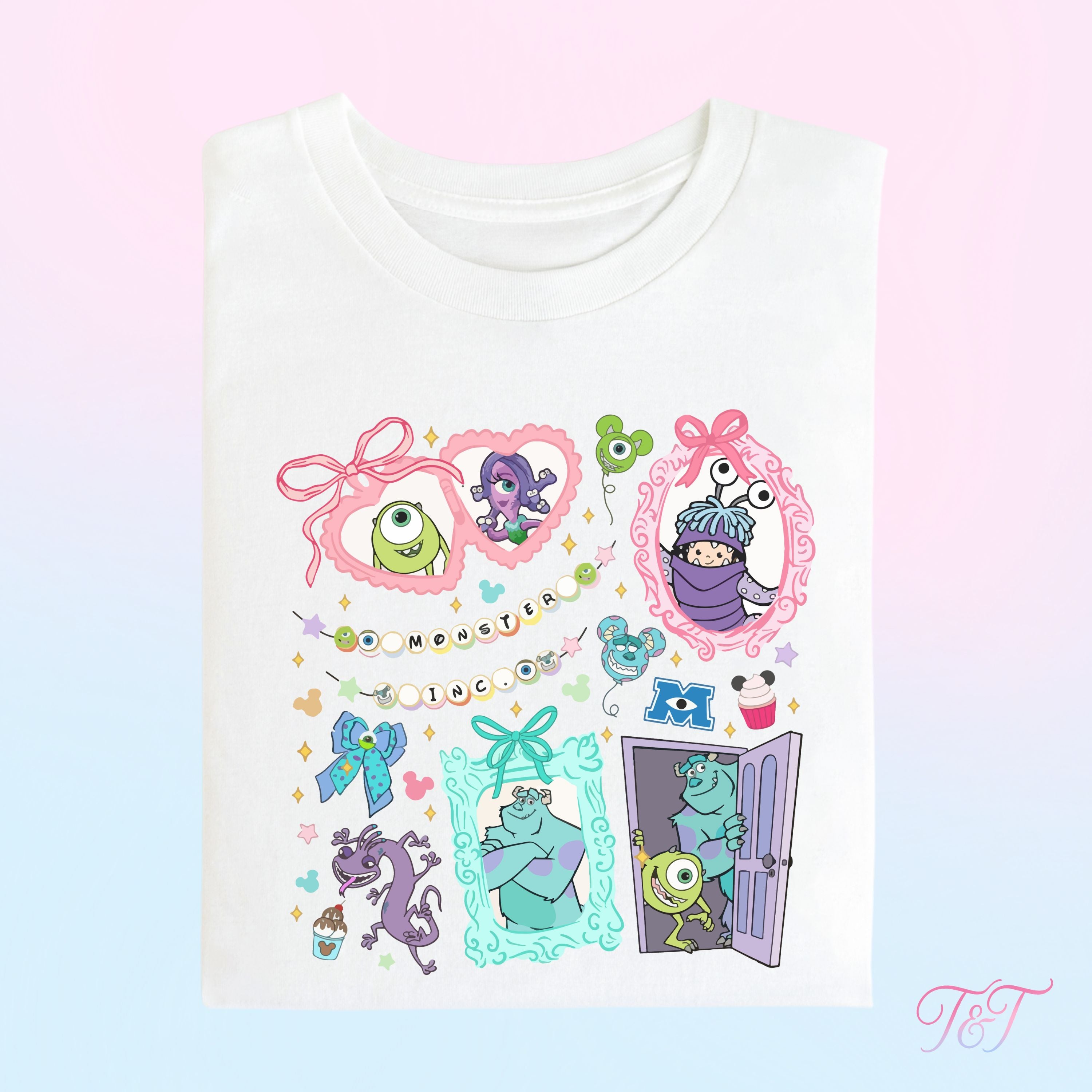 Monsters Coquette T-Shirt | Cute Graphic Tee for Park Days