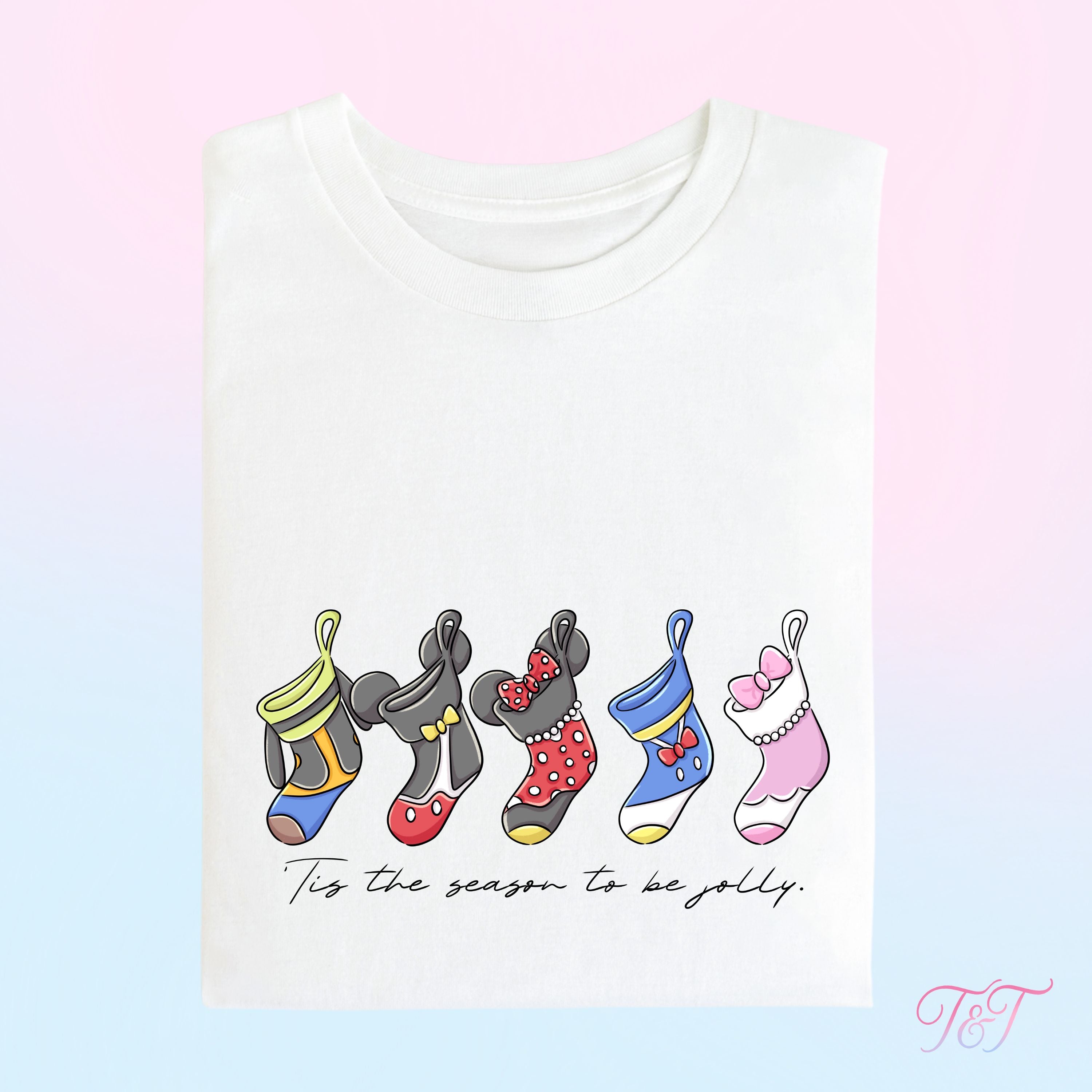 Christmas Mouse & Friends Stocking T-Shirt | Festive Park Tee