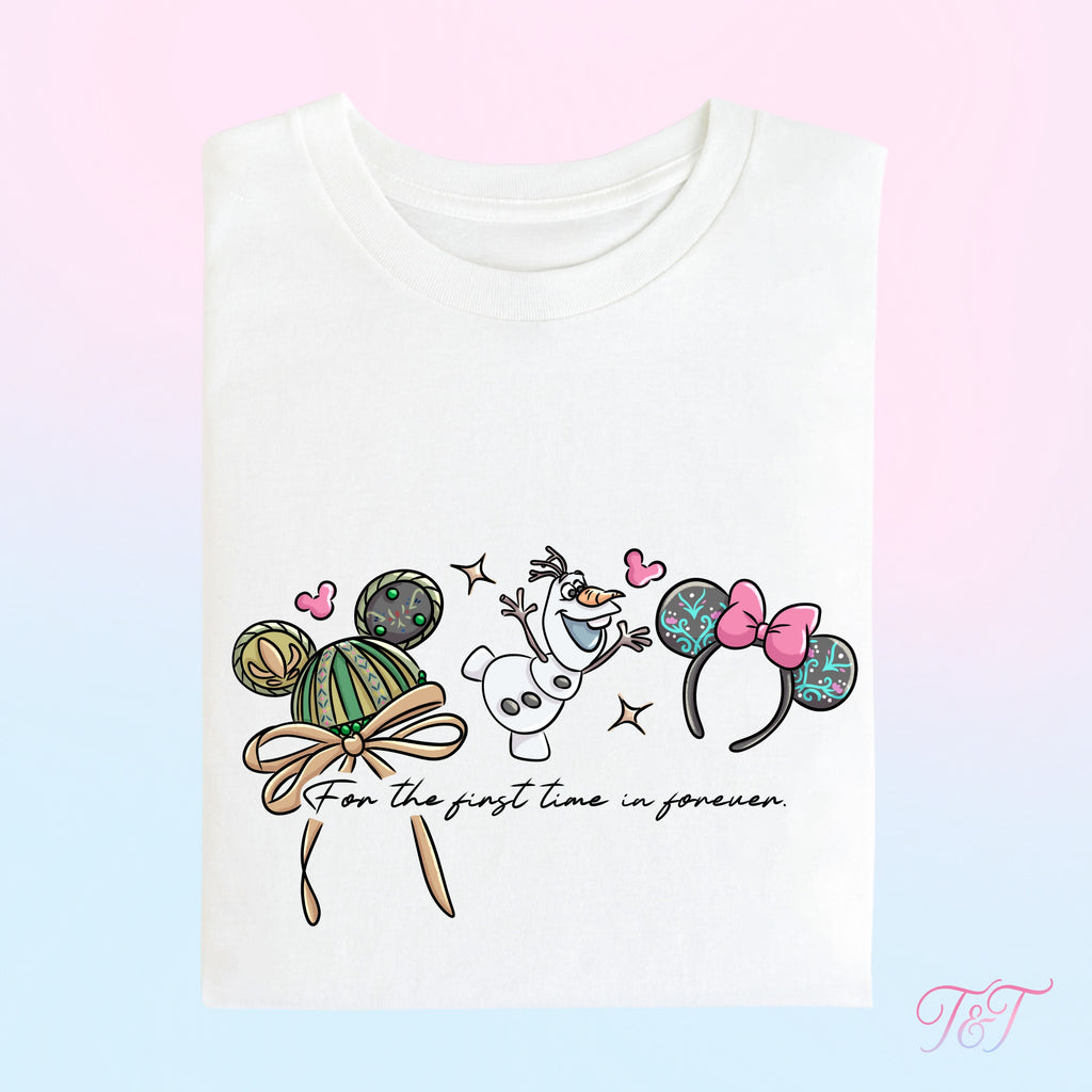 Winter Princess 'For The First Time In Forever' Quote Design T-Shirt