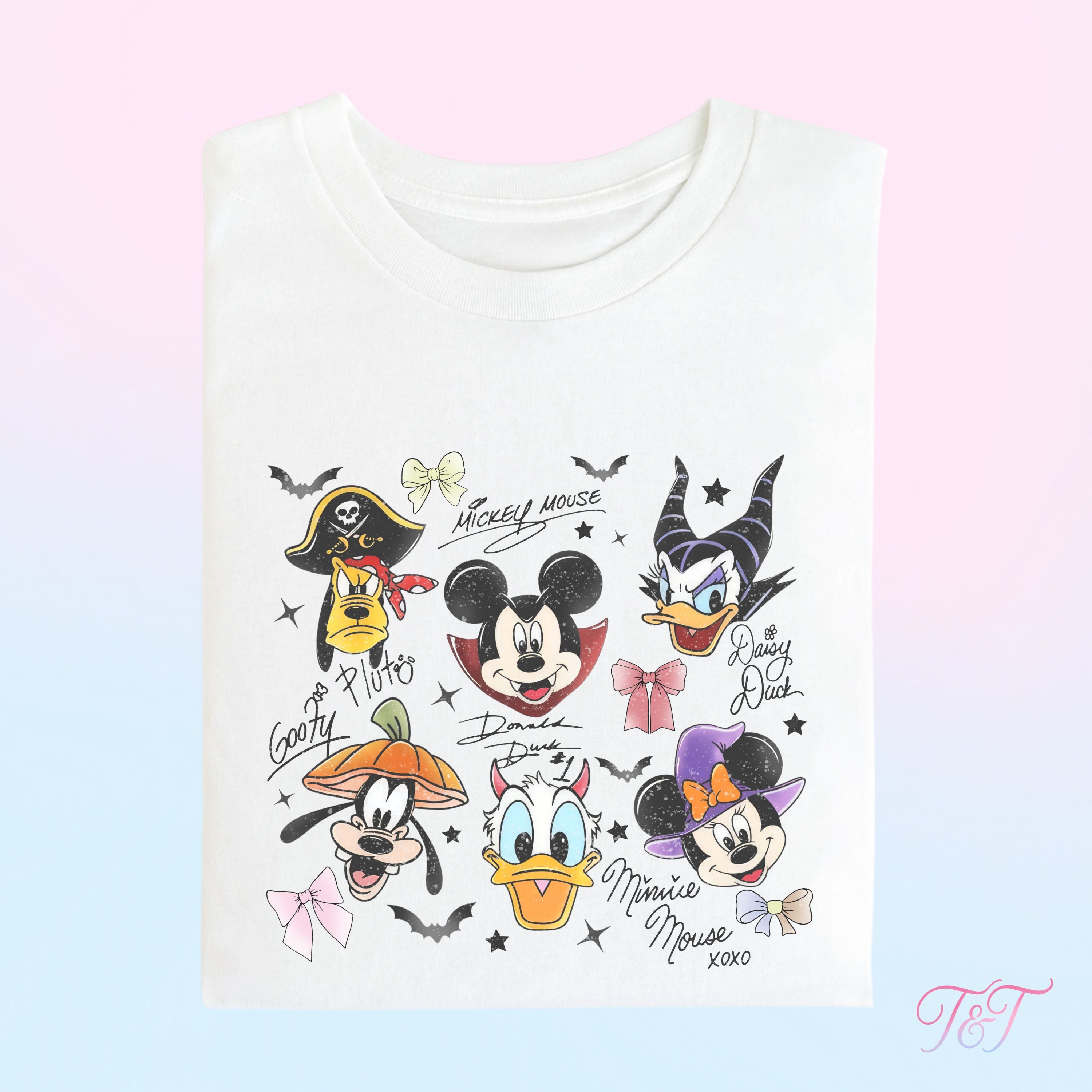 Halloween Mouse & Friends Signatures T-Shirt | Retro Magical Tee