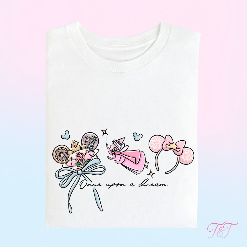 Sleeping Princess 'Once Upon A Dream' Quote Design T-Shirt