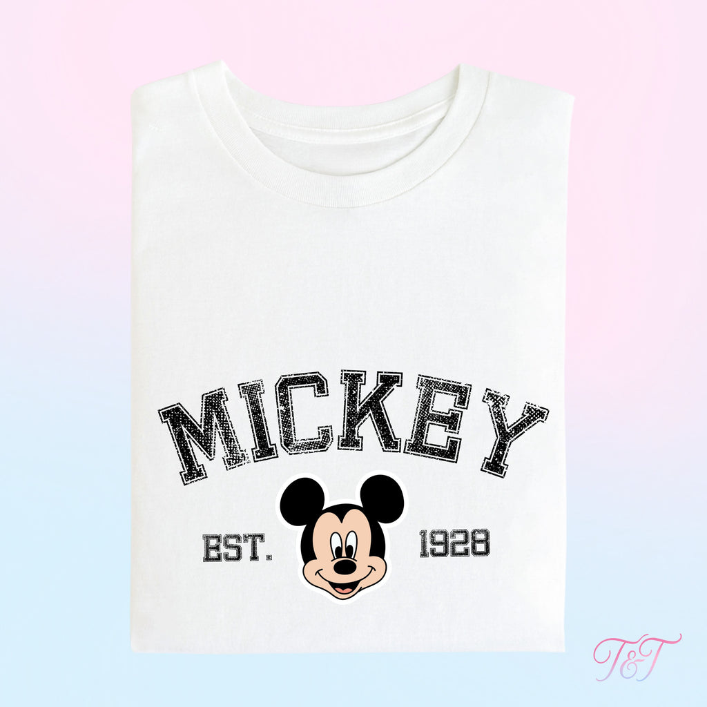 Mouse Est 1928 T-Shirt | Retro Varsity Park Day Tee