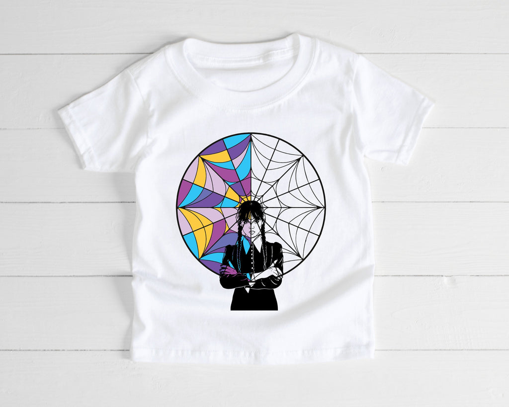 Wednesday Goth Stained Glass Sweatshirt | Spooky Park Day Top