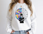 Wednesday Goth Stained Glass Sweatshirt | Spooky Park Day Top