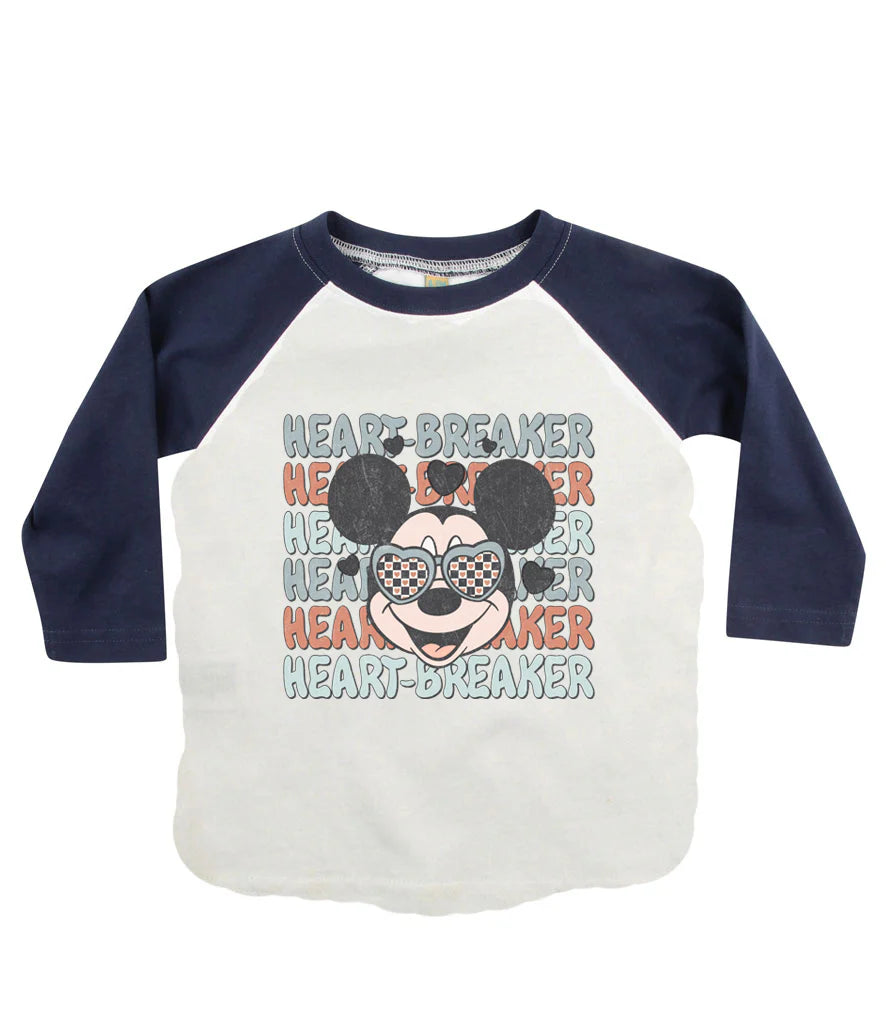 Mouse Heartbreaker Kids Baseball Top | Long Sleeve