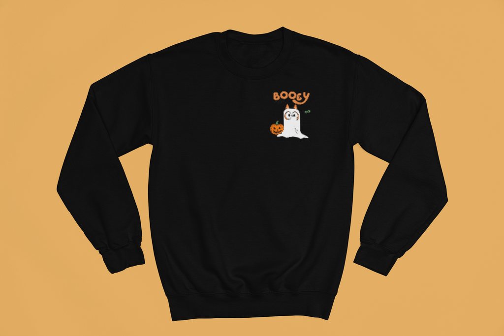 Booey Ghost Sweatshirt | Adult Black Chest Print