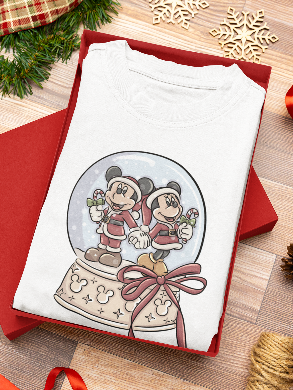 Mouse Couple Snowglobe T-Shirt | Christmas Park Day