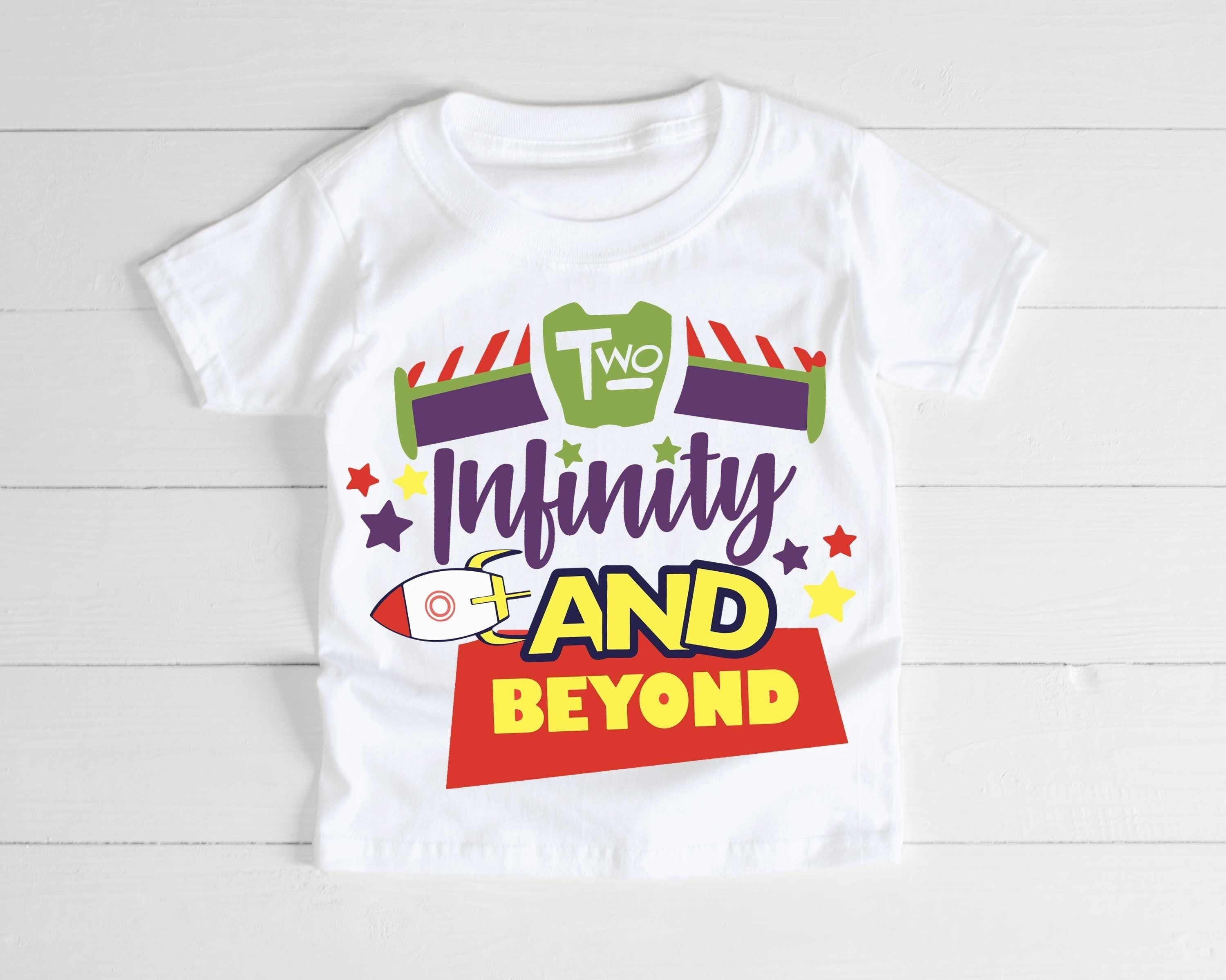 Two Infinity and Beyond Personalised Front and Back Double Sided Print Birthday T-Shirt