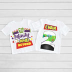 Two Infinity and Beyond Personalised Front and Back Double Sided Print Birthday T-Shirt